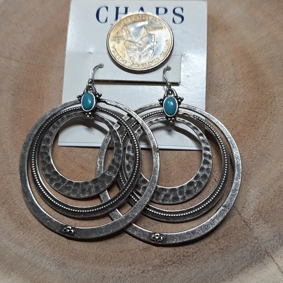 Chaps Silvertone Earrings - Picture 4 of 6